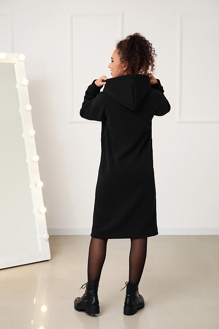 Тепле плаття-худі на флісі "Solo" оптом | Норма і батал Чорний, 42-44 Київ - фото 5