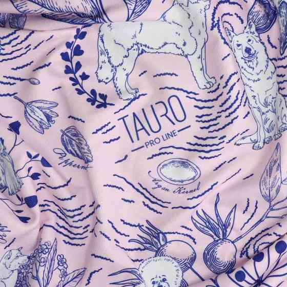 Tauro Pro Line Рушник з мікрофібри круглий рожевий з блакитними деталями та китицями, 150 х 150 см Київ