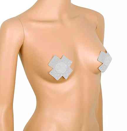 Наклейки на груди "Хрести" з паєтками, колір білий, розмір хрестика 6,5*6,5 см Київ