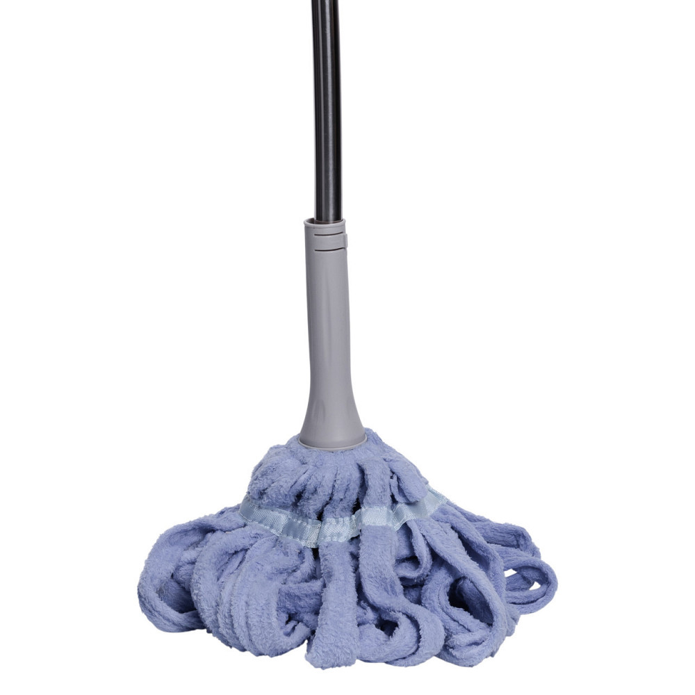 Швабра телескопічна для миття підлоги універсальна мотузкова швабра з самовіджимом для прибирання Блакитний HP-35015-13BL Київ - фото 2