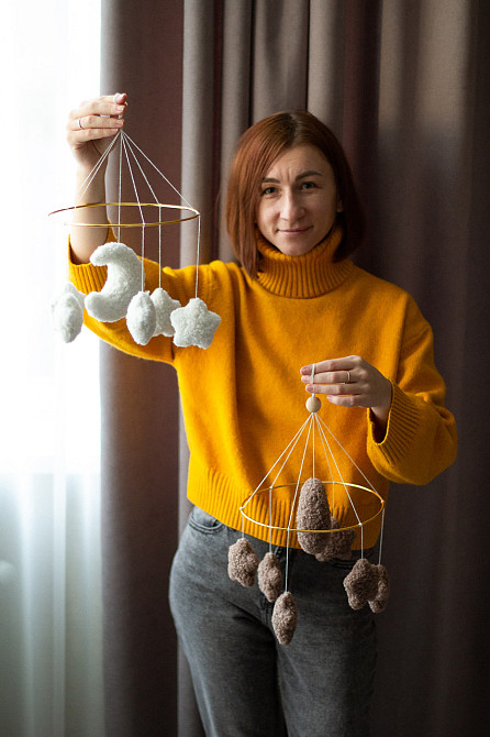 Мобиль на кроватку для младенцев Звездочки букле моккко Киев - изображение 6