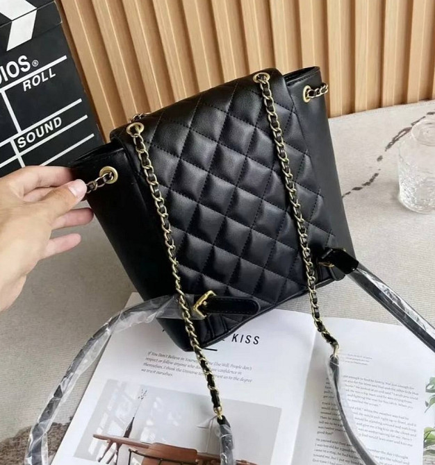 Женский кожаный рюкзак (Черный) Киев - изображение 2