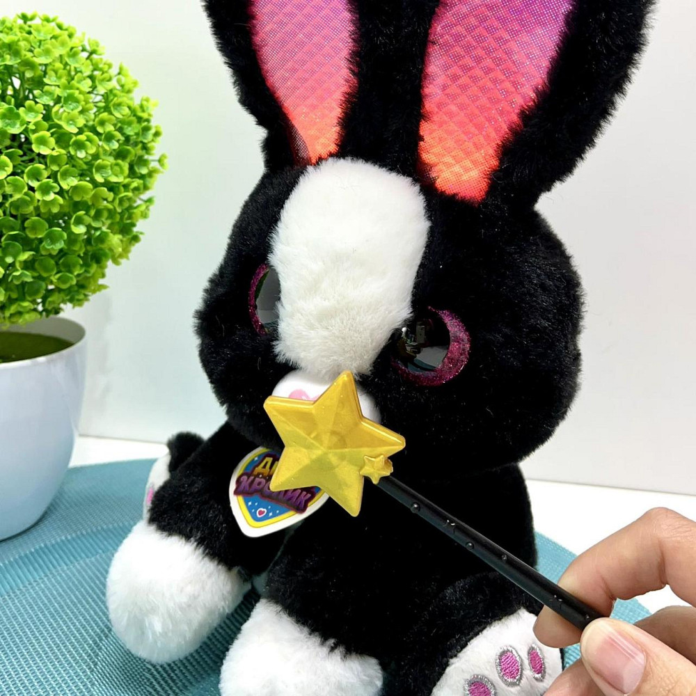 Зайчик інтерактивний Чудо Кролик 30см звук світло фрази рухливий реагує на паличку Чорний (M 6144 I UA) Чернігів - фото 2