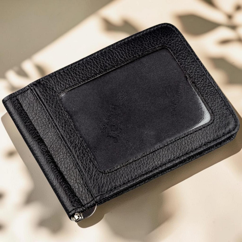 Чоловічий шкіряний затискач для грошей на магніті чорний (ST Leather) Київ - фото 13