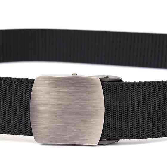 Текстильный ремень с серебристой пряжкой Vintage 20541 Черный Киев