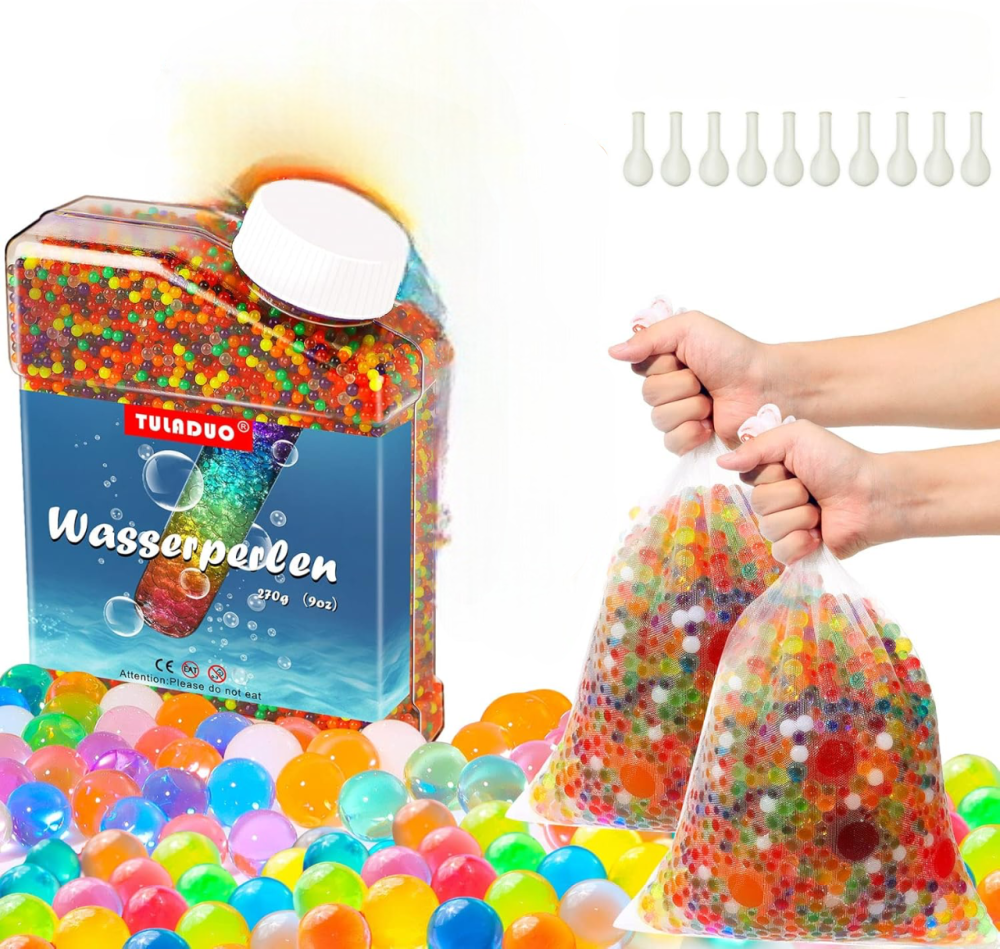 Гидрогелевые шарики Орбизы TULADUO, набор 4 в 1, 270 г, 50000 шт., 2-3.5 мм, разноцветные, с резиновыми шарик Киев - изображение 1