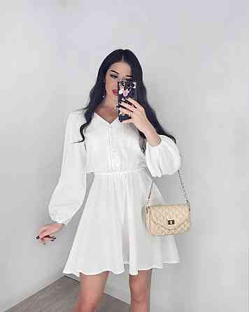 Женское легкое мини платье из натуральной ткани муслин Белый, 48/52 Одесса