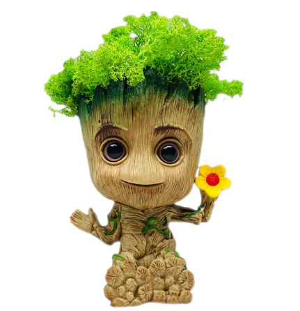 Горщик Грут Groot G8 Малюк з квіткою + стабілізований мох (Зелений) Вінниця
