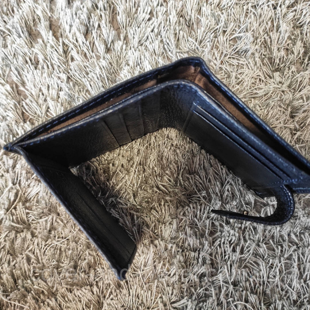 Квадратный маленький кожаный кошелек с монетницей синего цвета ST 430 Киев - изображение 6