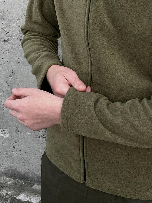 Тактическая флисовая кофта Intruder хаки с шевроном армейская флиска для военных M Одесса - изображение 4