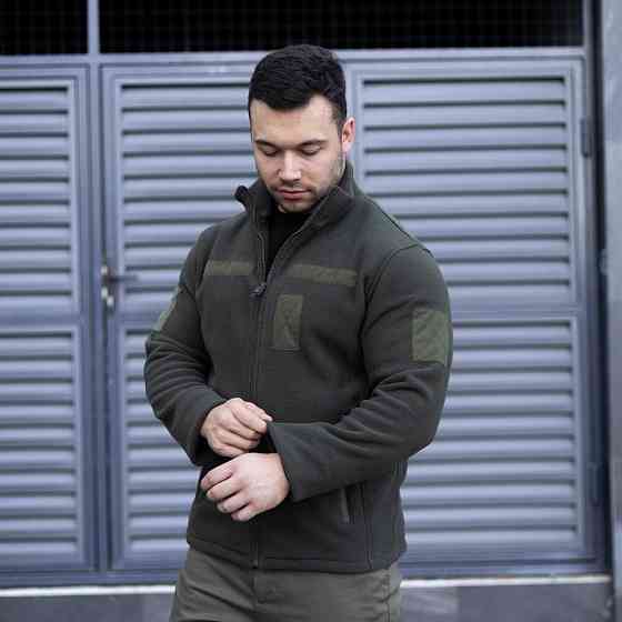 Тактическая флисовая кофта Pobedov Voin с липучками армейская флиска для военных ВСУ хаки 3XL Одесса