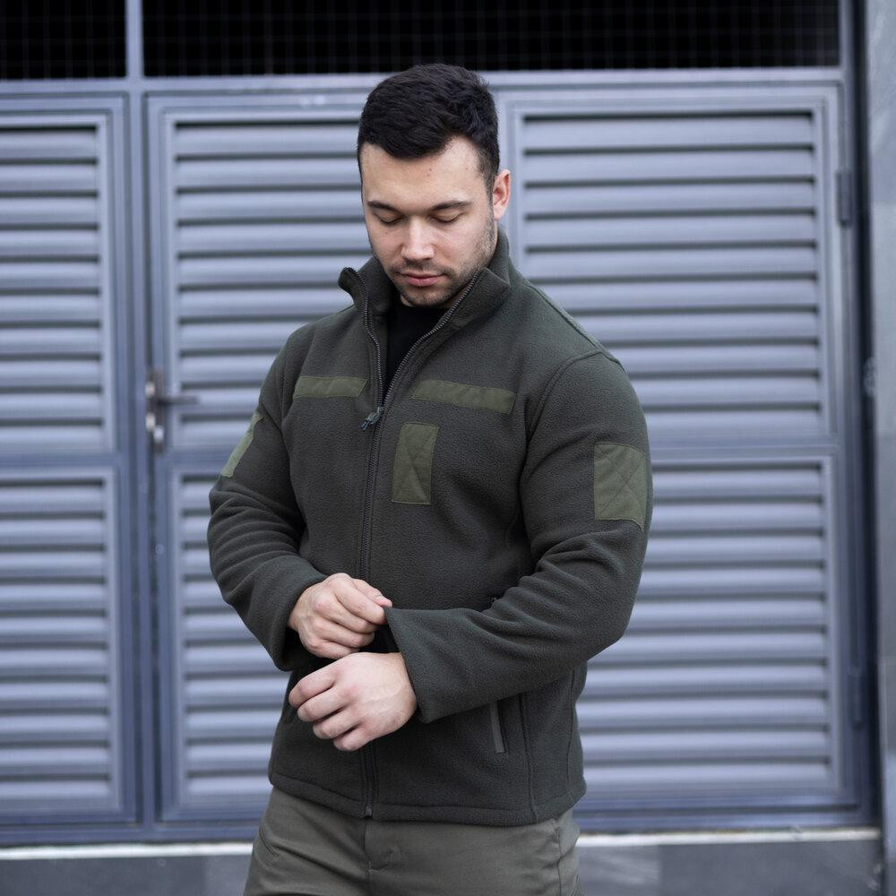 Тактическая флисовая кофта Pobedov Voin с липучками армейская флиска для военных ВСУ хаки 3XL Одесса - изображение 3