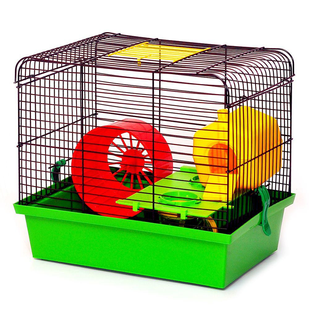 Декоративна клітка Хом'як 1 Люкс для гризунів з барабаном, тунелем та поличками (33 х 23 х 29 см), Лорі Київ - фото 3