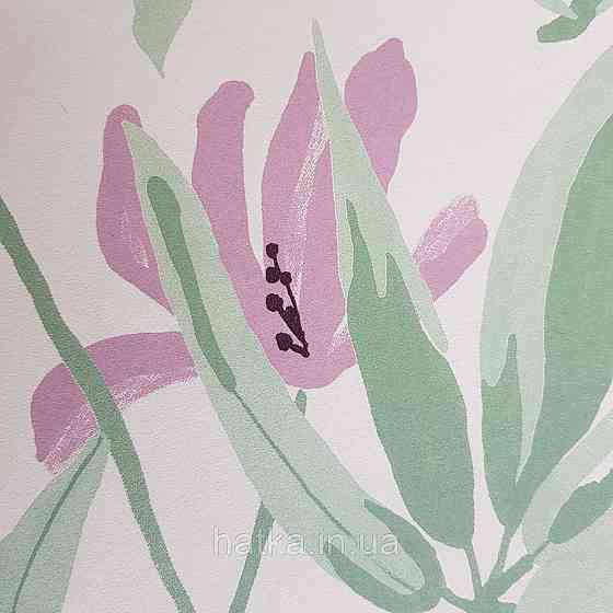 Шпалери флізелінові еко Khroma Zoom Goja 0.53х10.05 м квіти ніжні рожеві зелені на білому Київ
