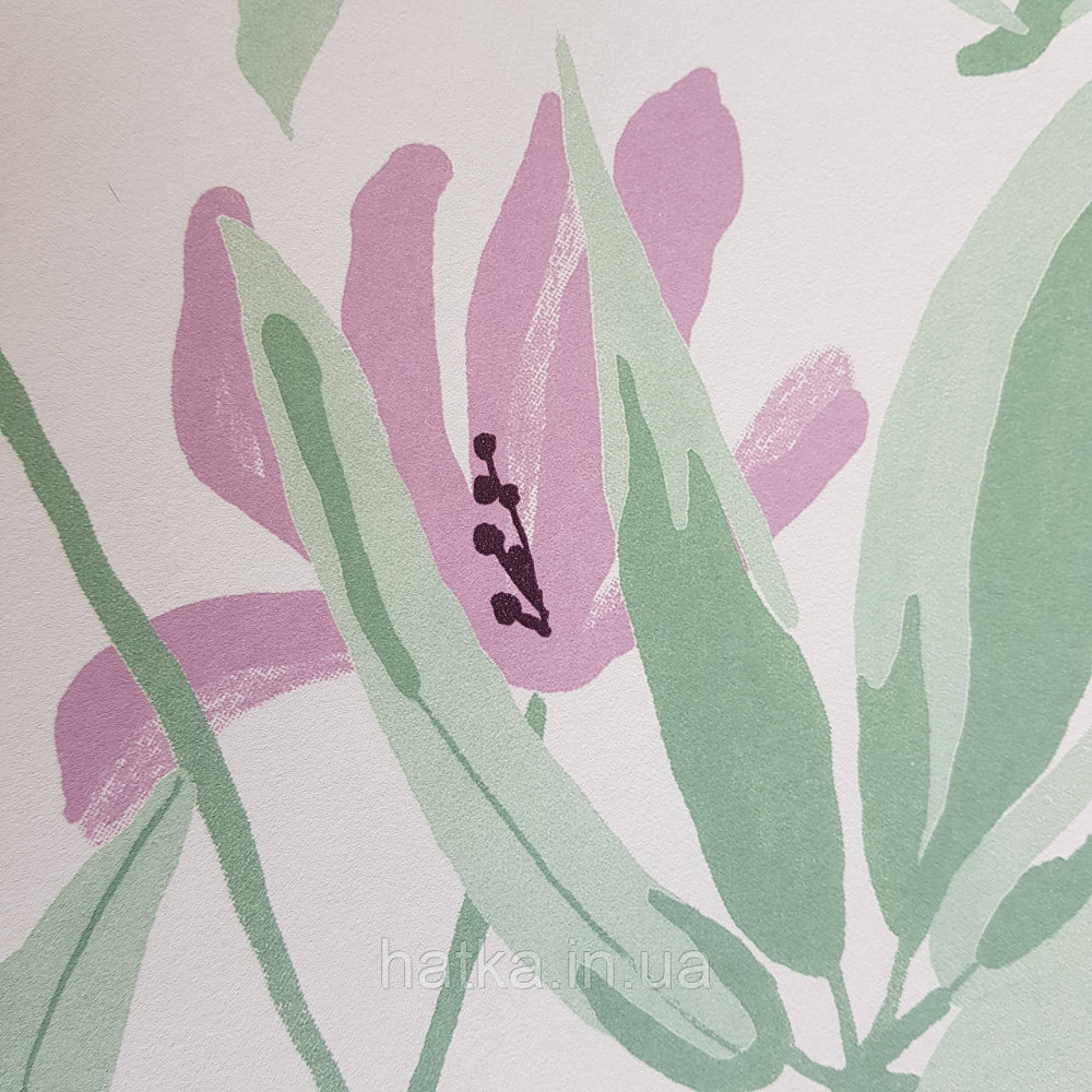 Обои флизелиновые эко Khroma Zoom Goja 0.53х10.05 м цветы нежные розовые зеленые на белом Киев - изображение 3