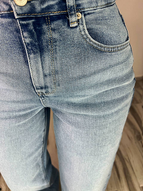 Джинси жіночі Zeo Basic 4742 palazzo jeans висока талія широкі палаццо стрейчеві блакитні, блакитний, 34, 34, 73 см, 100 см Київ - фото 9