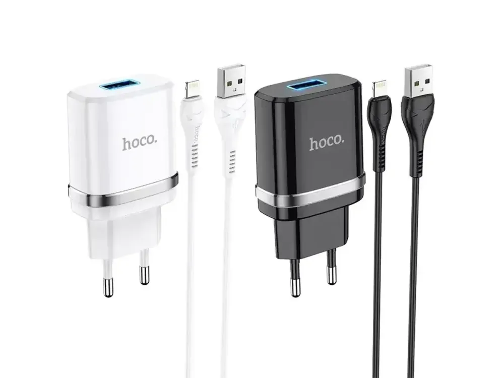 Сетевое зарядное устройство Hoco N1 Ardent 220V (12W, 5V/2.4A) с подсветкой USB и кабелем Lightning для iPhone/iPad Одесса - изображение 6
