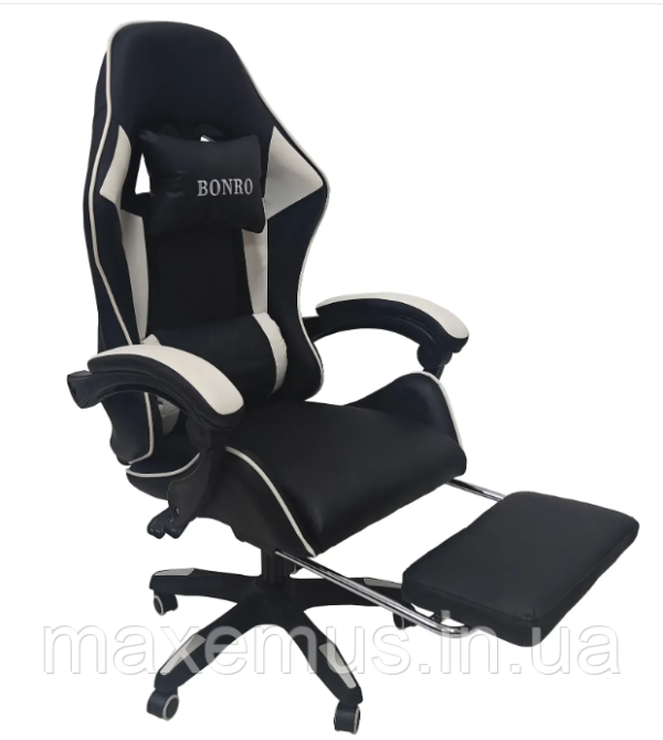 Кресло с регулировкой спинки B 9 4 5 с подставкой для ног кресло для геймера компьютерное белое Мостиська - фото 14