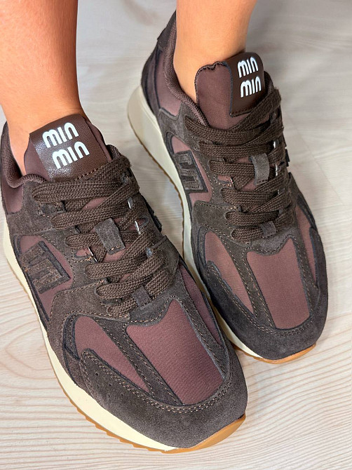 Кроссовки женские Hengji M-5 замшевые комбинированные с текстилем демисезонные коричневые, 38, 24,5 см Киев - изображение 14