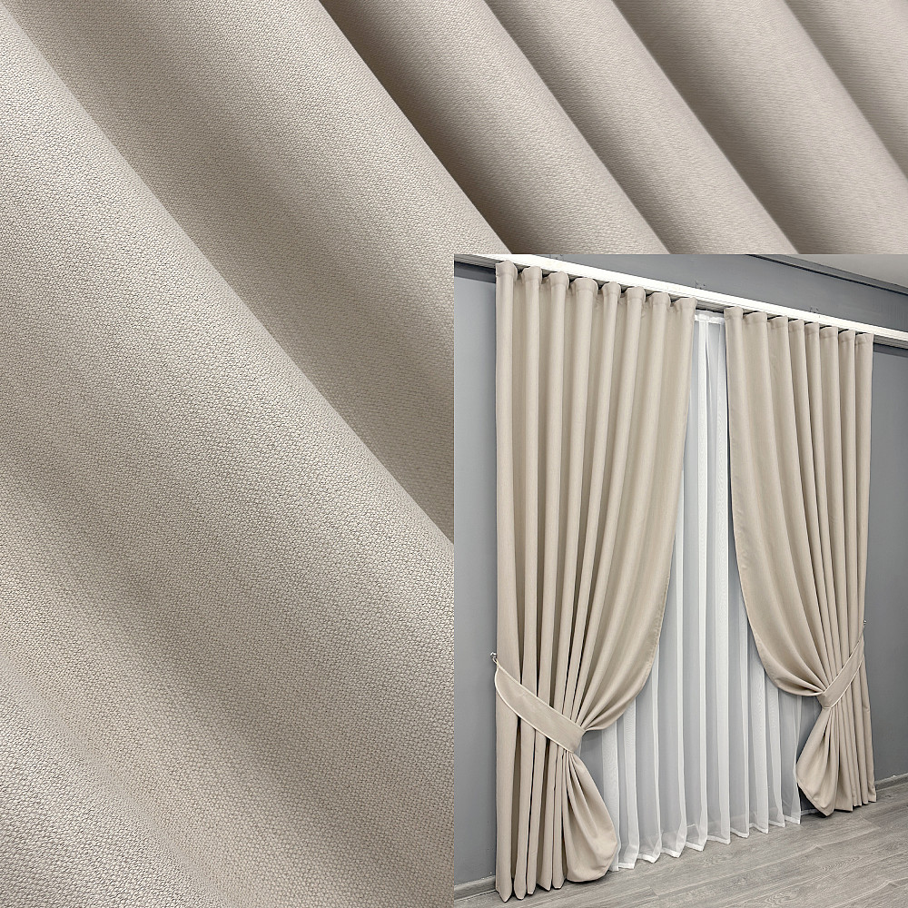 Комплект штор VR-Textil Блекаут двосторонній Scandi № 1904ш Бежевий 200х270 см 2 шт (32-263) Київ - фото 1