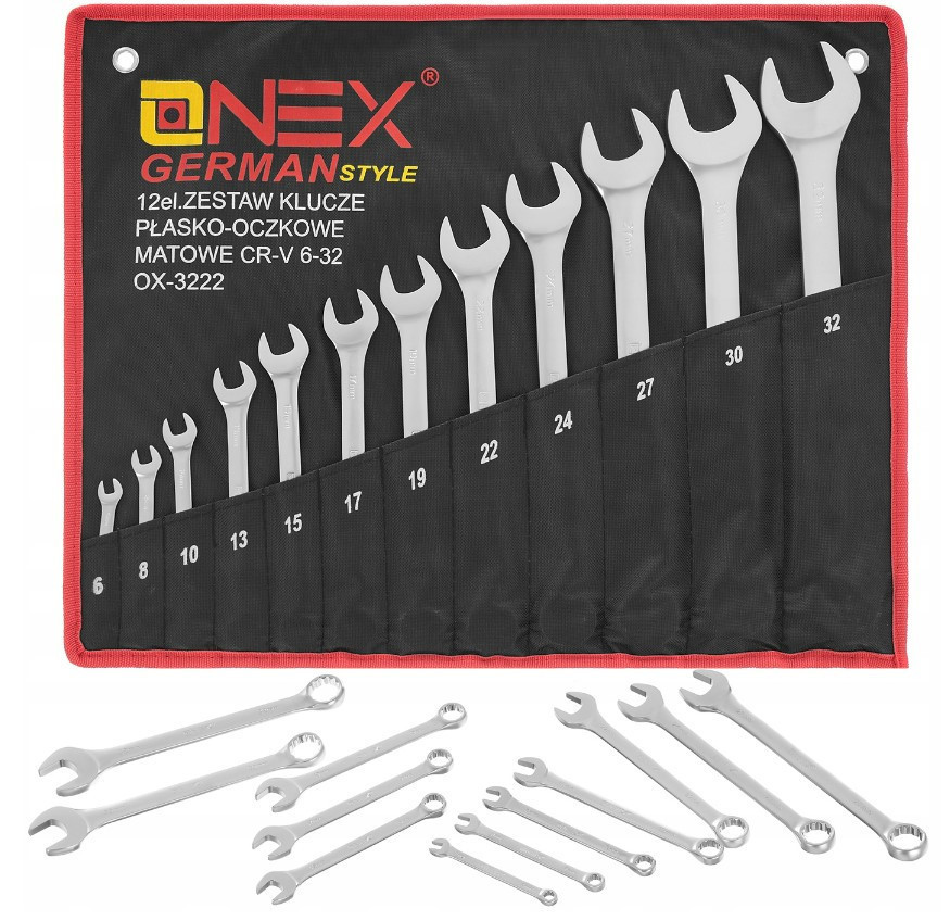OX-3222 Набір комбінованих накидних гайкових ключів 12 шт 6–32 мм, міцна сталь + чохол Одеса - фото 1