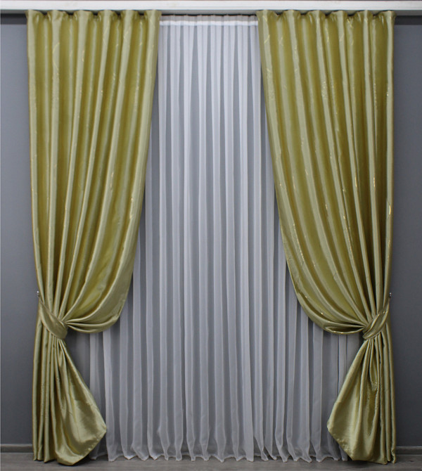 Комплект готових штор VR-Textil Софт № 1478ш Золотистий 150х270 см 2 шт (33-0346) Київ - фото 2