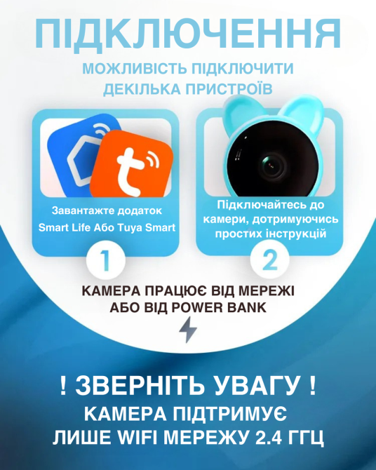 Відеоняня Baby Monitor з гнучким кріпленням підключенням до смартфону Wifi/Bluetooth датчик звуку, руху, нічне бачення і колискові Київ - фото 6