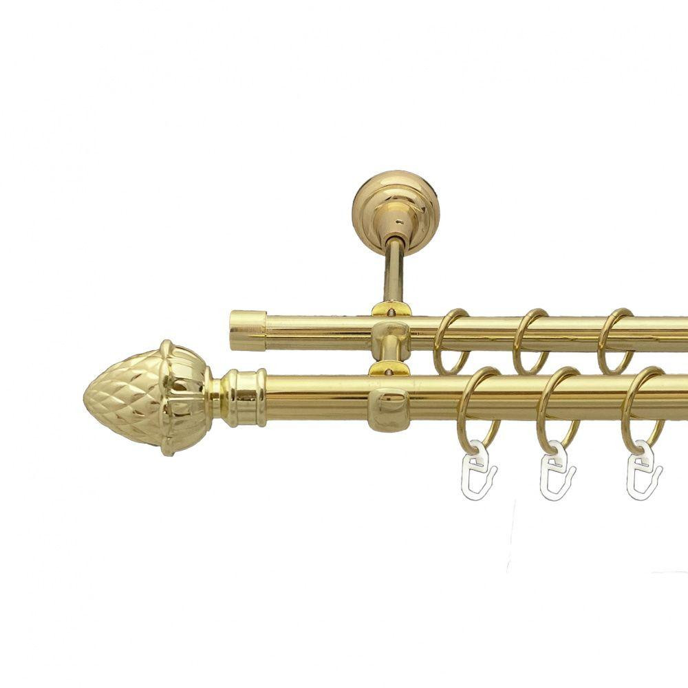 Карниз Orvit Цинара металевий дворядний відкритий гладка труба кільце металеве Золото 19\16 мм 240 см (00-00013060) Львів - фото 1