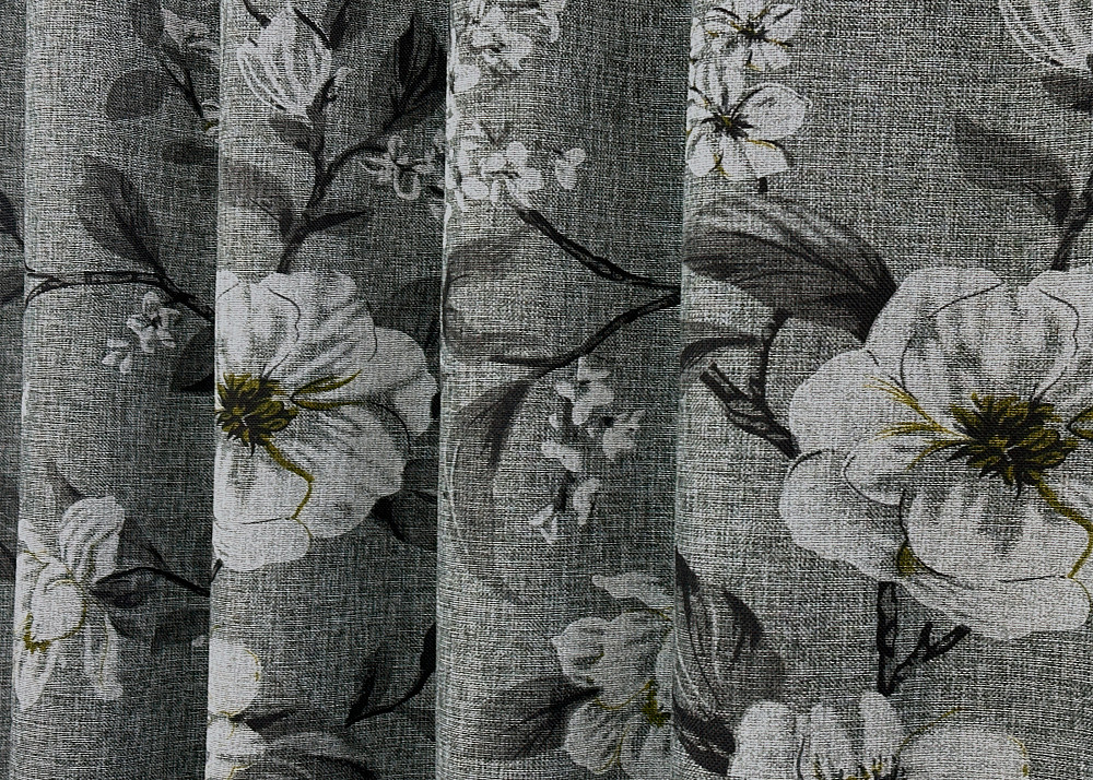 Комплект готових штор VR-Textil Льон з квітковим принтом "Прованс" № 1724ш Сірий 100х270 см 2 шт (31-829) Київ - фото 7