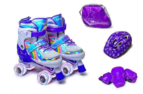 Комплект ролики-квади + захист + шолом + рюкзак Scale Sports Violet Rainbow. Одеса