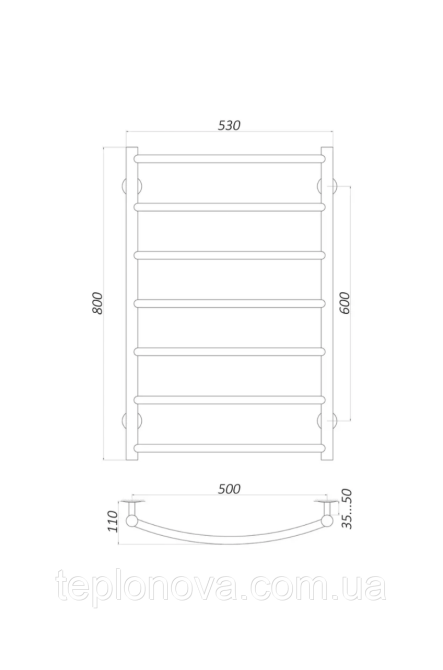 Полотенцесушитель Нержавейка UNIO 800x530-7 Лесенка Дуга Черновцы - изображение 3