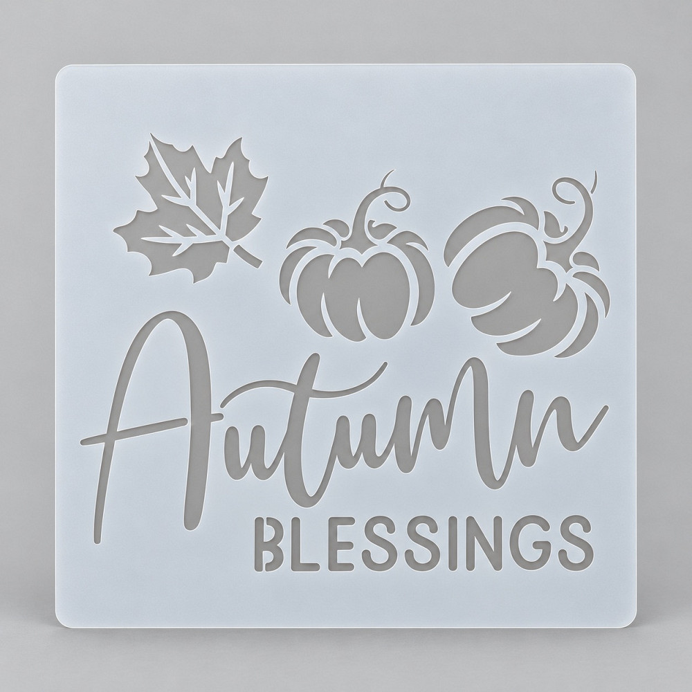 Трафарет для торта з гарбузами та осіннім листям Autumn Blessings для декорування випічки Київ - фото 1