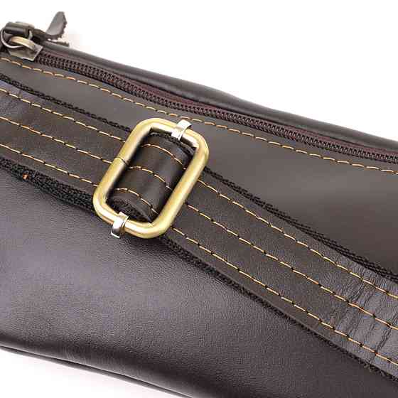 Мужская сумка-бананка компактного размера из натуральной гладкой кожи Shvigel 23126 Коричневый Киев