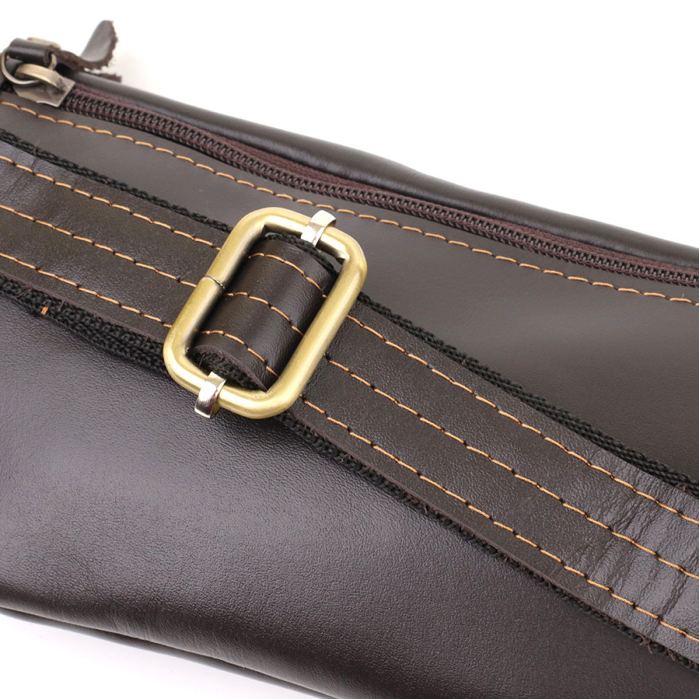 Мужская сумка-бананка компактного размера из натуральной гладкой кожи Shvigel 23126 Коричневый Киев - изображение 6