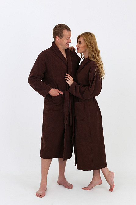 Мужской махровый халат Ideal Textile S коричневый (56860773) Черновцы - изображение 4