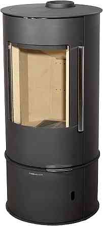 Піч-камін на дровах Hosseven Oscar 9,6 кВт сталева буржуйка з шамотною топкою панорамне скло верхній димохід Київ