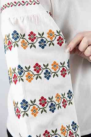 Вишиванка жіноча, лляна, з довгим рукавом, молочна топ Київ