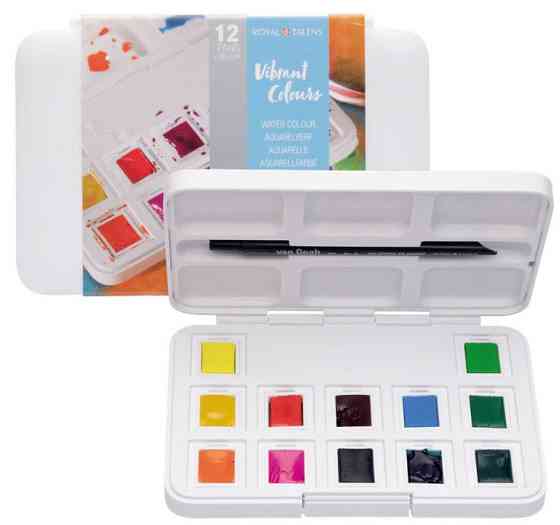 Набір акварельних фарб VAN GOGH Pocket box VIBRANT COLOURS 12 кювет Royal Talens Київ