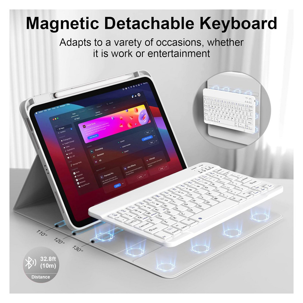 Клавіатурний чохол для iPad Air 11" сумісний з M4/M3/M2/M1 сірий QWERTY знімна Bluetooth-клавіатура тримач для Apple Pencil Київ - фото 7