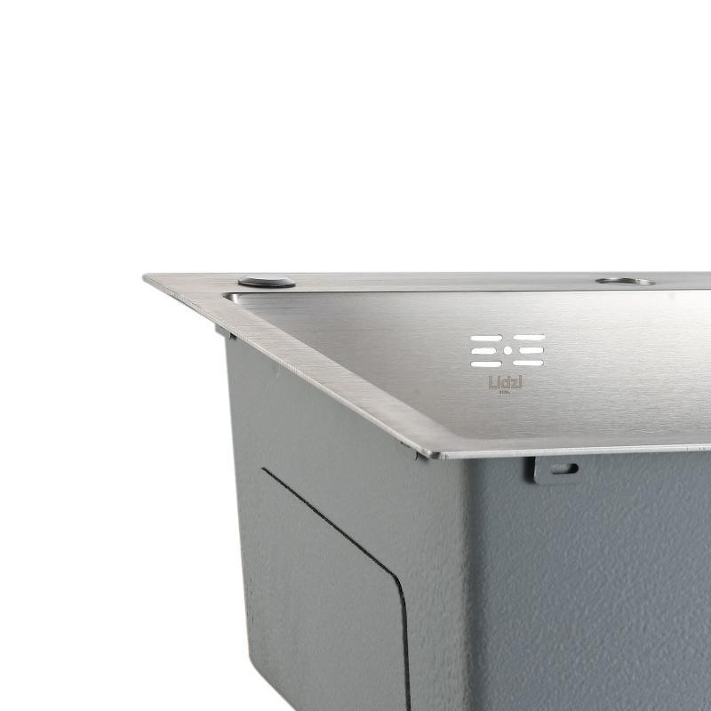 Мойка для кухни интегрированная Lidz Handmade Max 500 H7849R Brushed Steel, 3,0/1,0 мм, крыло справа, увеличенная чаша Киев - изображение 6