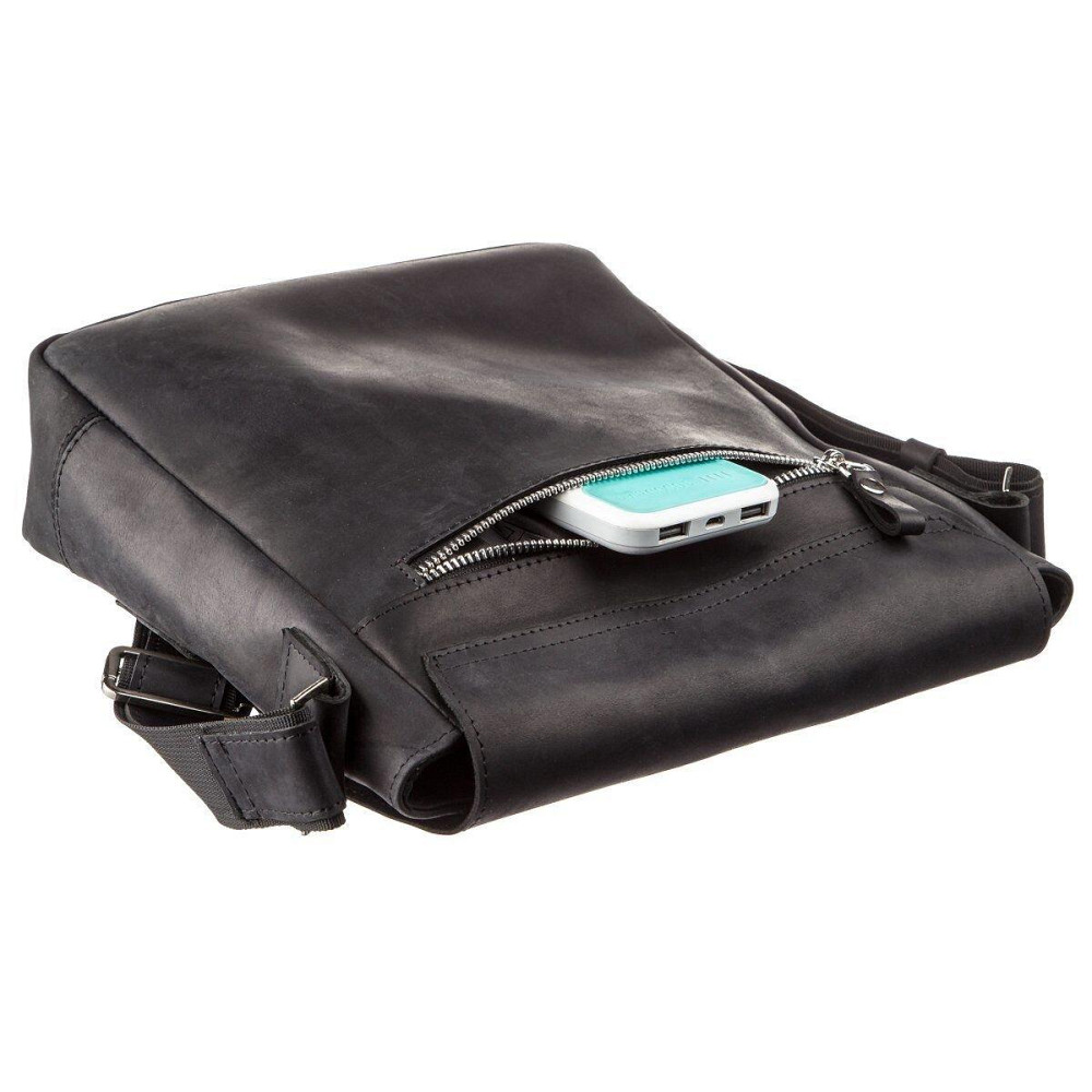 Сумка чоловіча вінтажна середня SHVIGEL 11172 шкіряна Чорна Київ - фото 5