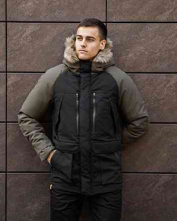 Парка чоловіча зимова середня на котоні з капюшоном Pobedov seniora udacha Київ