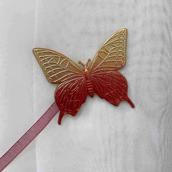 Магніти для штор і гардин Метелик набір 2 шт Бордовий із золотистим (81-158) Київ