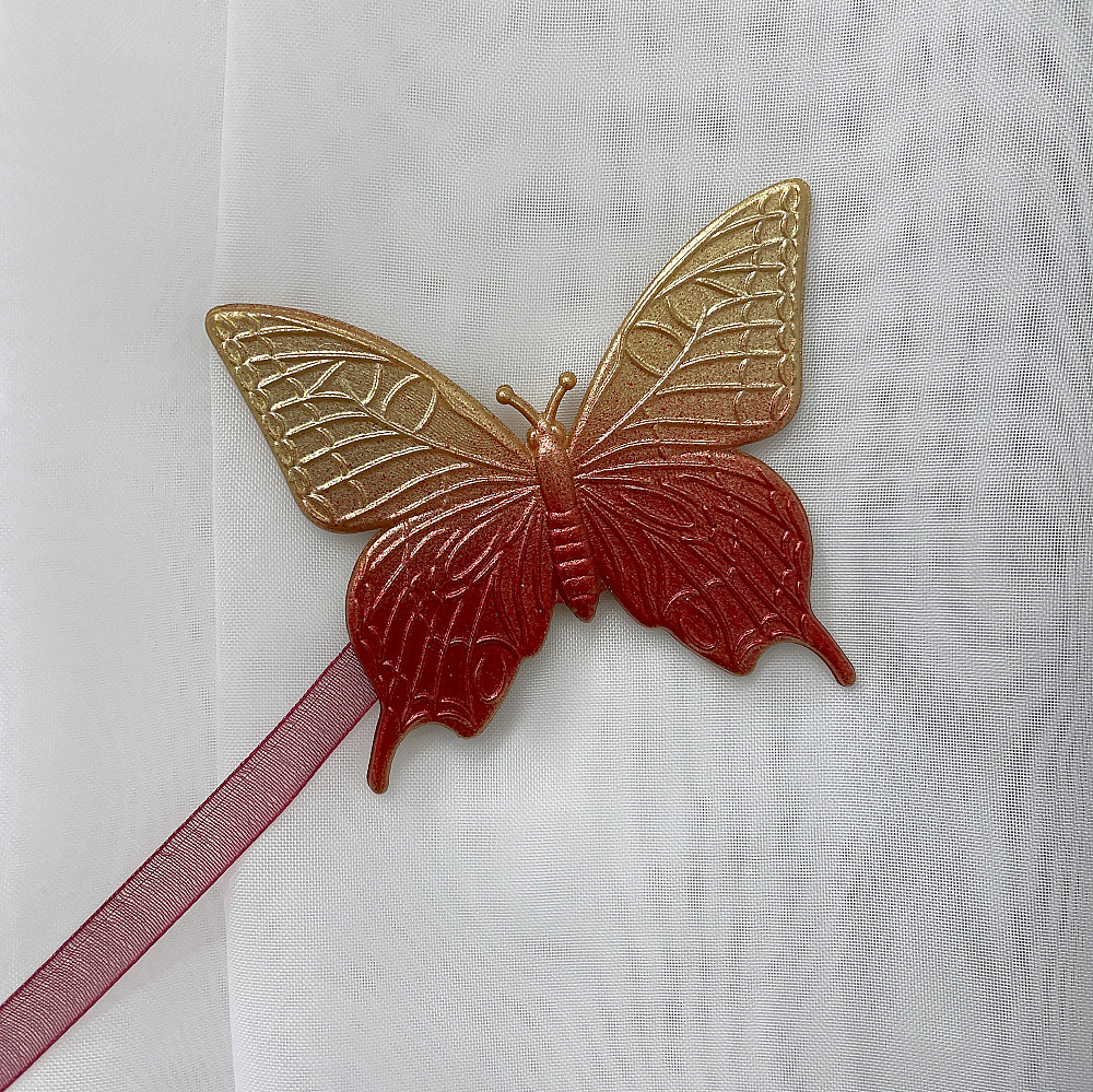 Магніти для штор і гардин Метелик набір 2 шт Бордовий із золотистим (81-158) Київ - фото 2