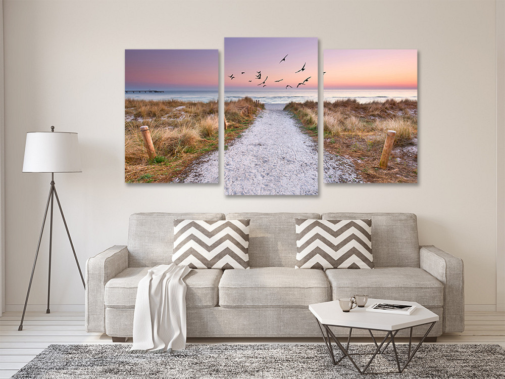Модульная картина в гостиную / спальню  Пляж з чайками Art-596_3 70x130 см Киев - изображение 2