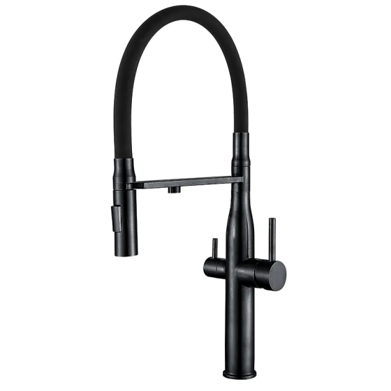 Кухонний змішувач на дві води з гнучким виливом Mixxus VTM-021 Black Refl.Black (MI6089) ( 11043 ) ( 11945 ) Харків