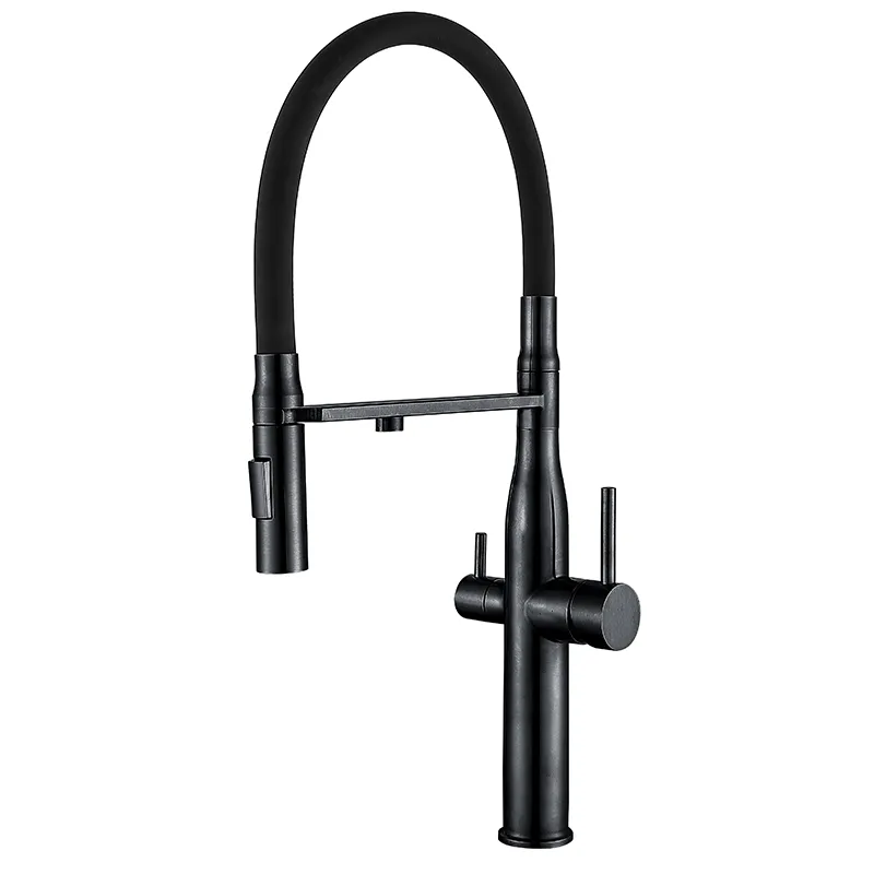 Кухонний змішувач на дві води з гнучким виливом Mixxus VTM-021 Black Refl.Black (MI6089) ( 11043 ) ( 11945 ) Харків - фото 1