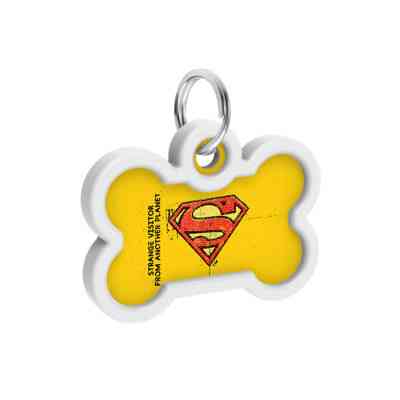 Адресник для животных WAUDOG Smart ID с QR паспортом "Супермен винтаж" кость 40х28 мм (0640-1011) Винница