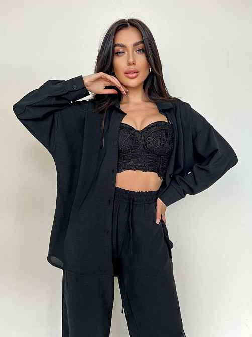 Женский стильный привлекательный костюм американский креп Черный, 44/46 Одесса - изображение 8