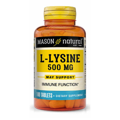Аминокислота Mason Natural L-лизин 500мг, L-Lysine, 100 таблеток (MAV07211) Винница - изображение 1